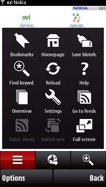 Браузер Symbian открытие поддерживает открытие окна стека (доступ через "Switch win."), когда веб-сайт открывает всплывающие или новые окна. На большинстве устройств, пользователь не может создавать новые окна или вкладки самостоятельно.